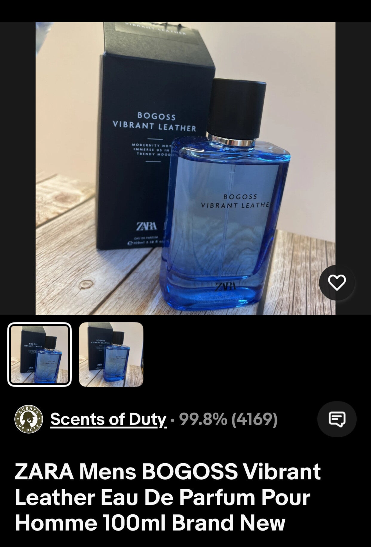 ZARA Mens BOGOSS Vibrant Leather Eau De Parfum Pour Homme 100ml Brand New