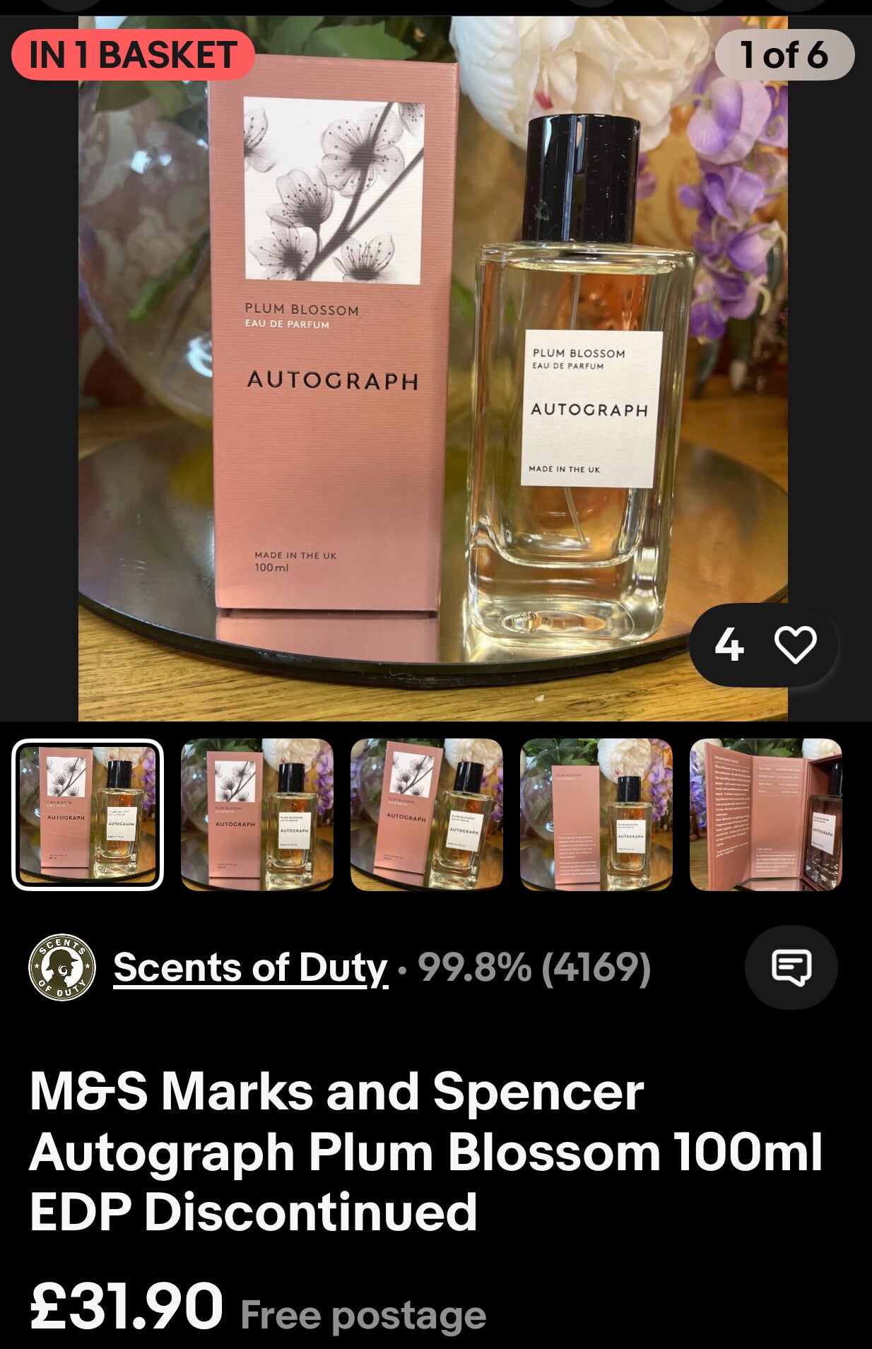 M&S Marks and Spencer Autograph Plum Blossom 100ml EDP Discontinued