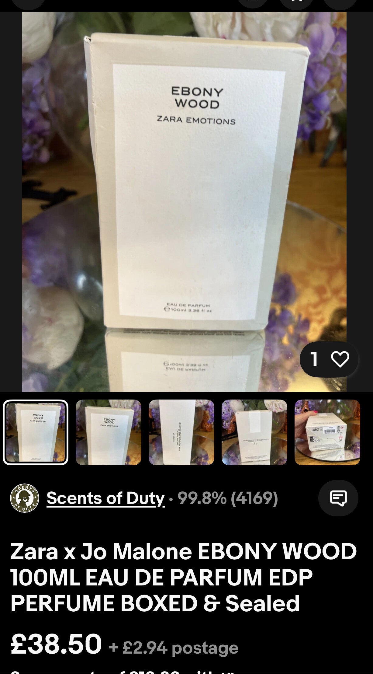 Zara x Jo Malone EBONY WOOD 100ML EAU DE PARFUM EDP PERFUME BOXED & Sealed  £35