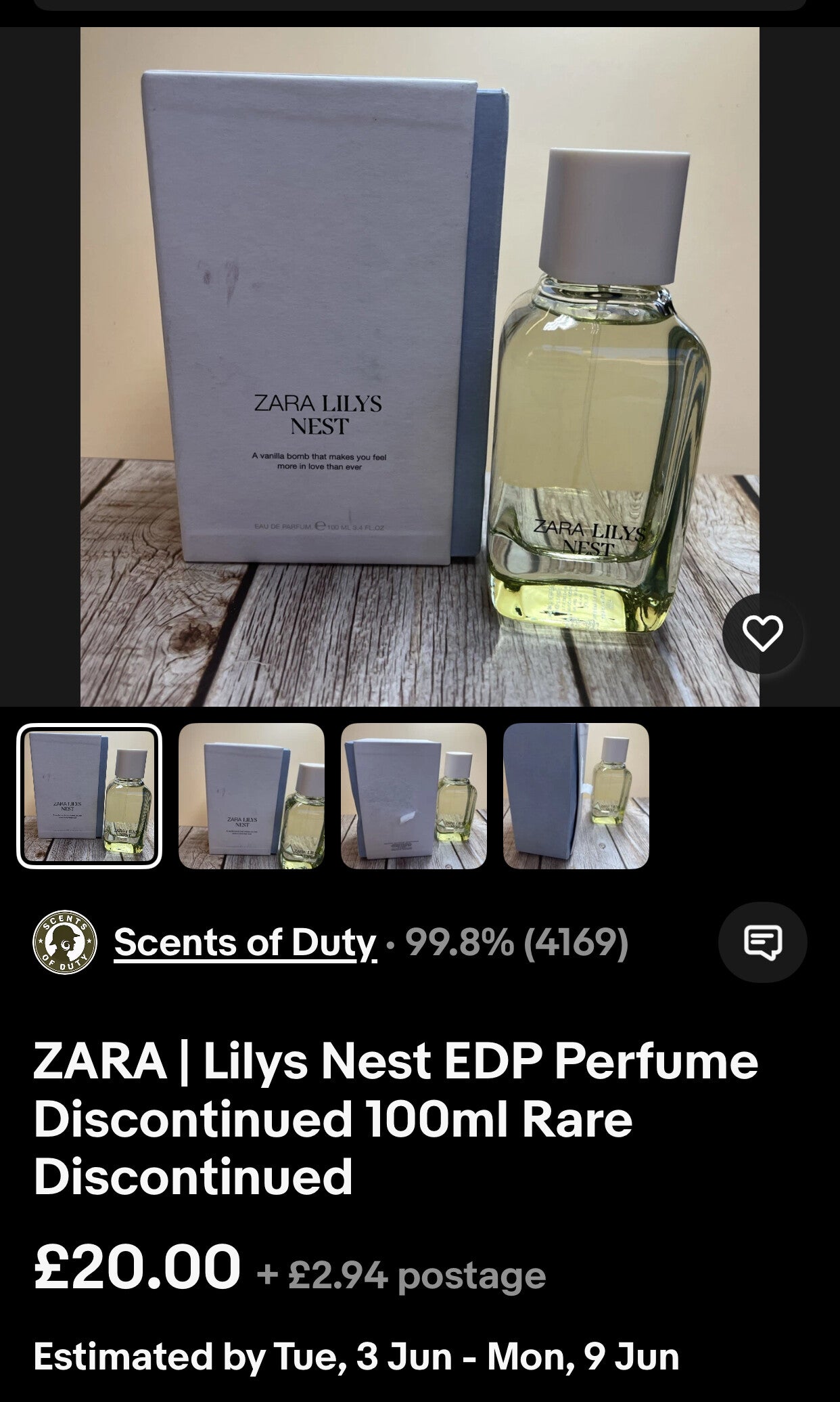 ZARA| Lilys Nest EDP Perfume Discontinued 100ml Rare Discontinued