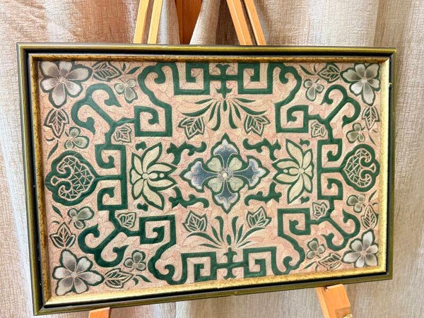 Green Geometric/silky floral artwork