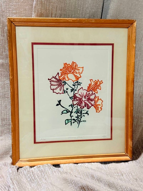 Orange/Burgundy floral print