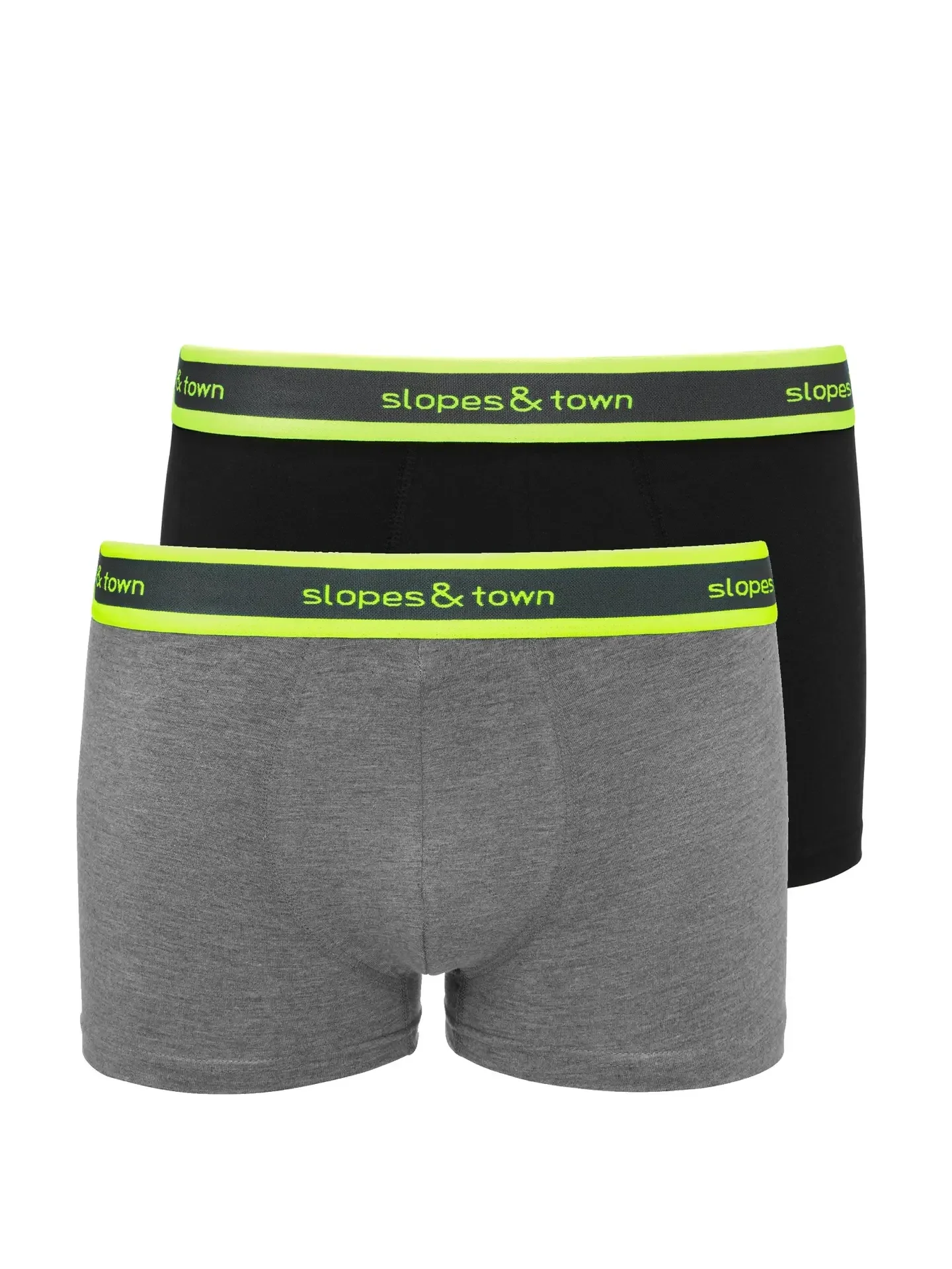 Slopes&Town - Bambus-Boxershorts melange grau/schwarz 2er Pack