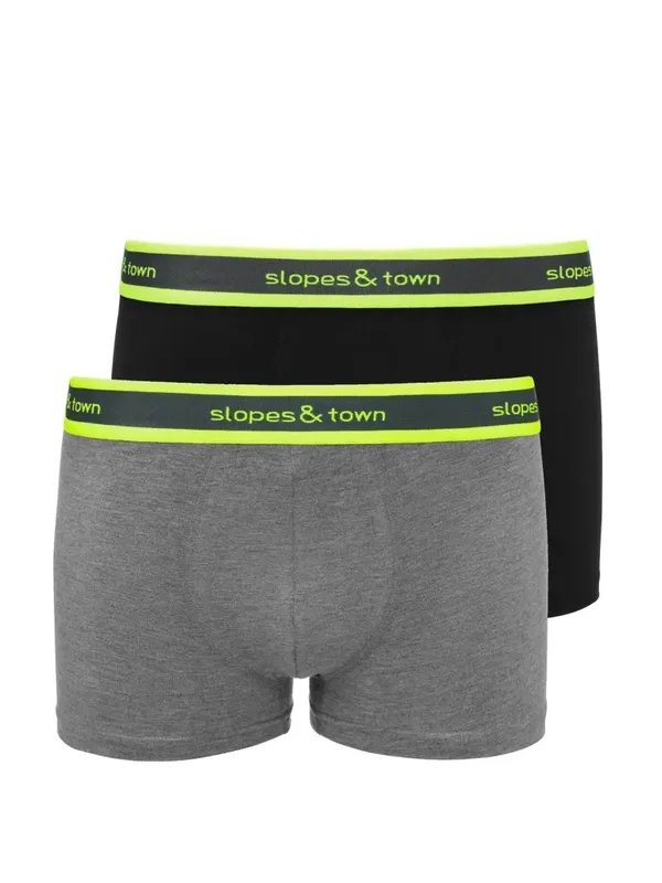 Slopes&Town - Bambus-Boxershorts melange grau/schwarz 2er Pack