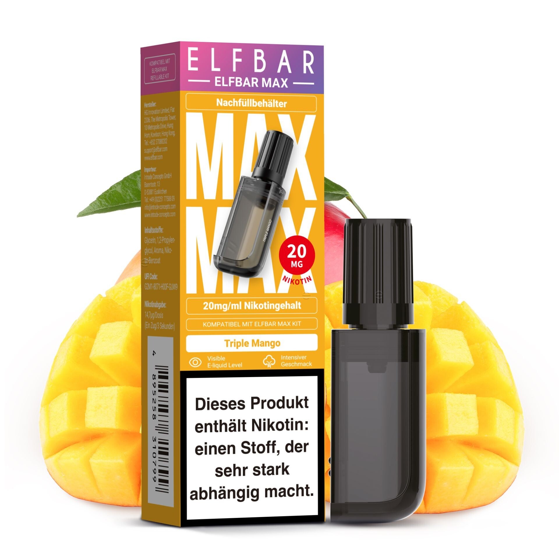 ELFBAR MAX Pods 10ml 20mg  - Triple Mango