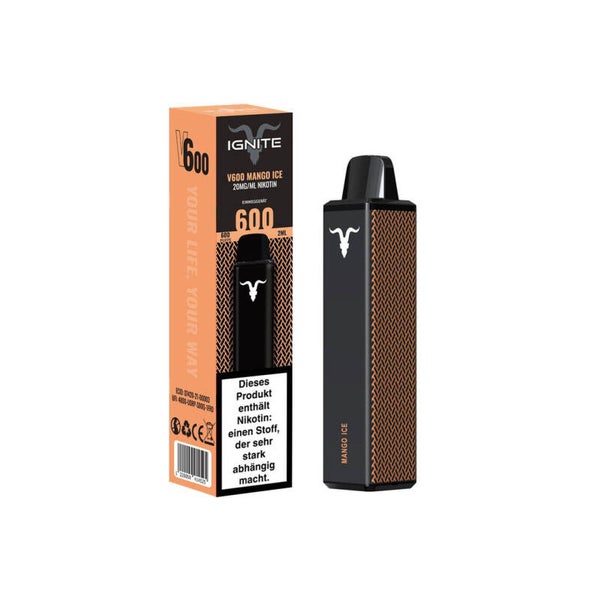 Ignite 600 Vape Einweg E-Zigarette -  Mango Ice 20mg/ml