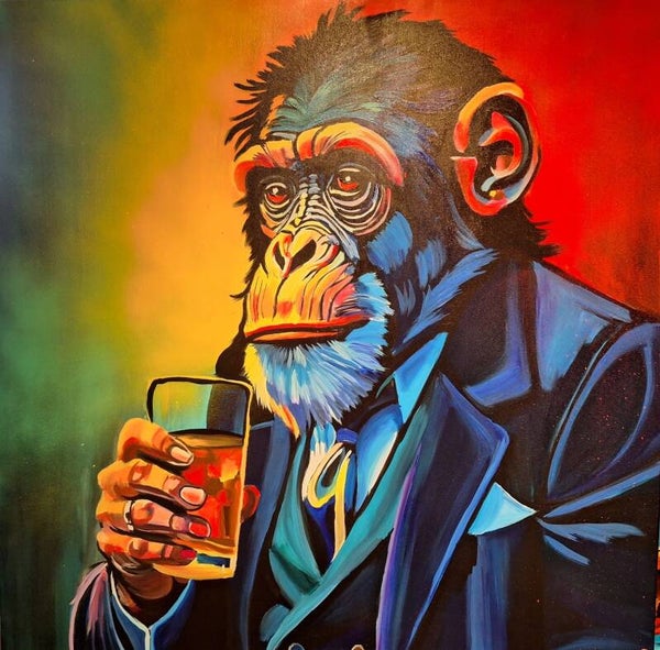 ICE WITH DOUBLE WHISKEY (100 x 100 cm)