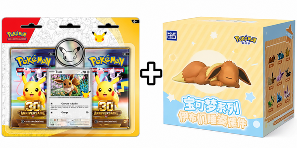 Lot Pokémon 30 ans + blind box Molly Box Evolition endormi