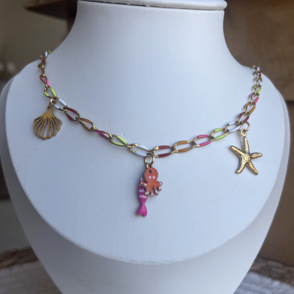 schakelketting (met kleurtjes en goud)