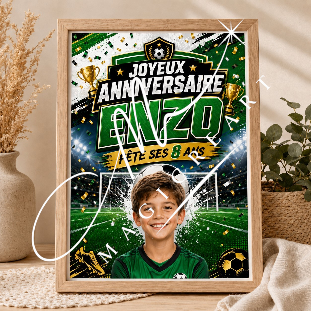 Cadre anniversaire Football Enzo – Champion & stade