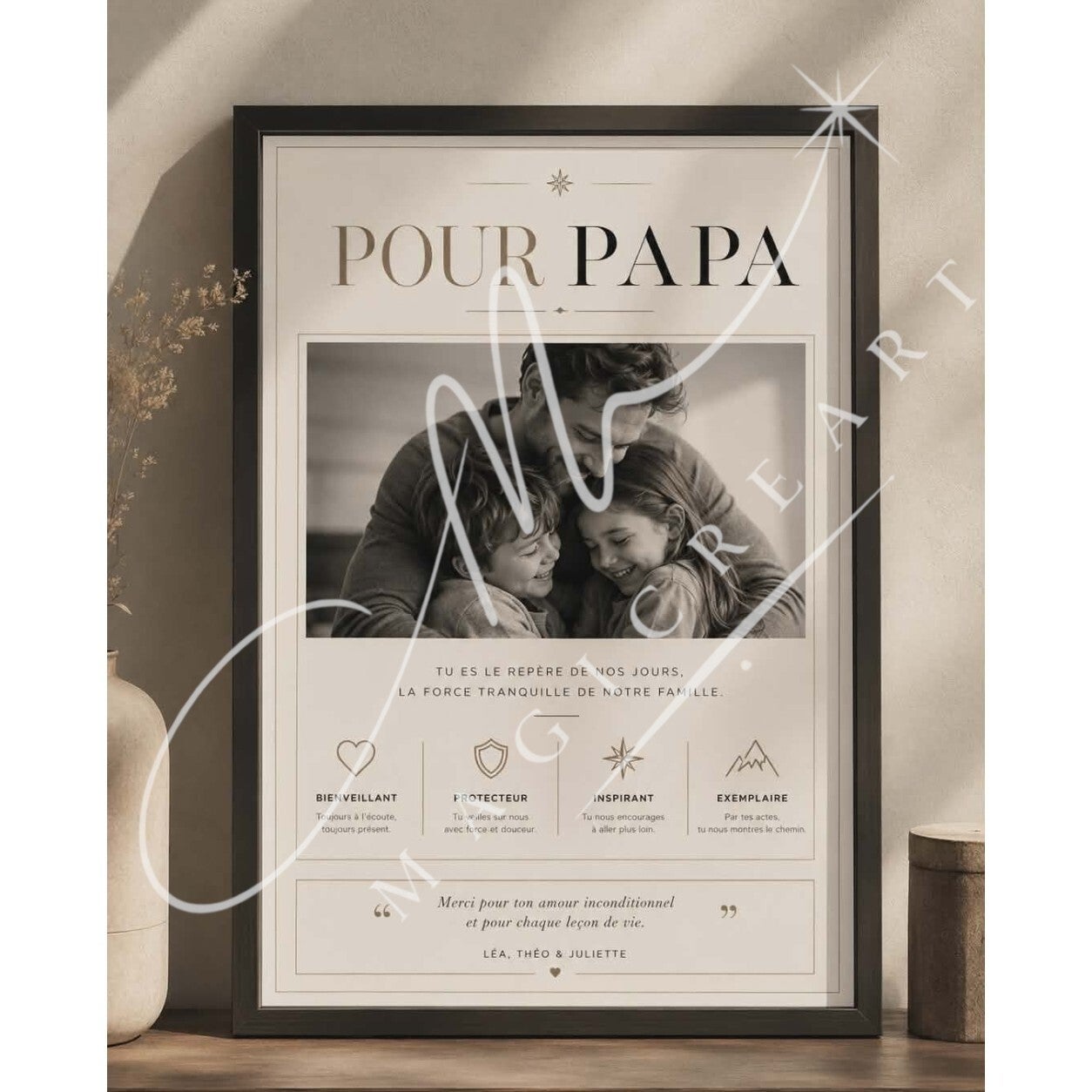Papa – Élégance noir et blanc