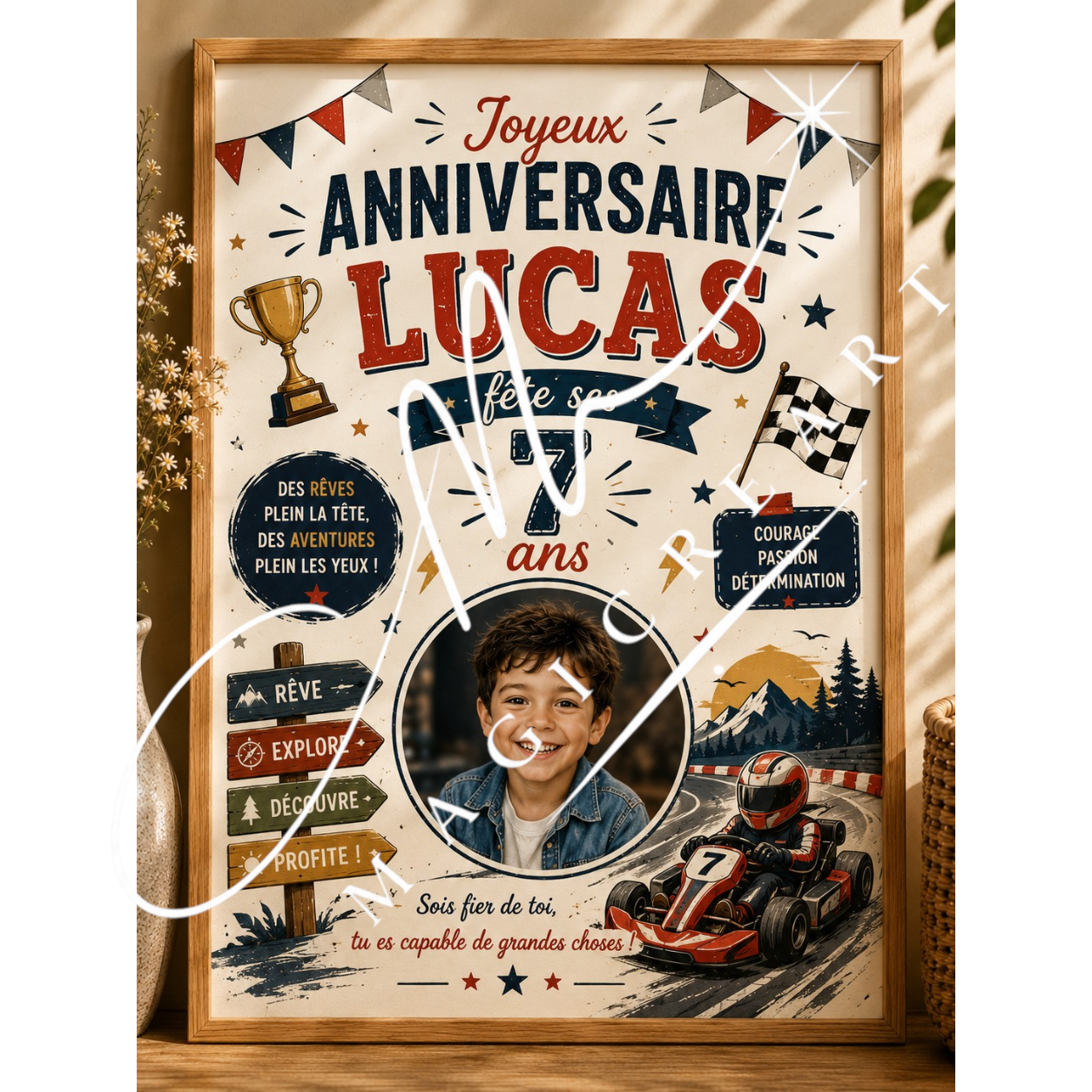 Cadre anniversaire Karting Lucas – Course & vitesse
