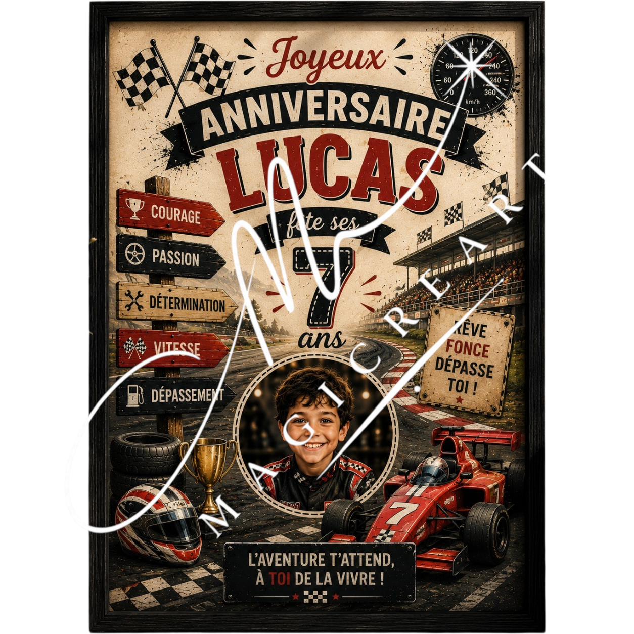 Cadre anniversaire Course automobile Lucas – Formule & circuit