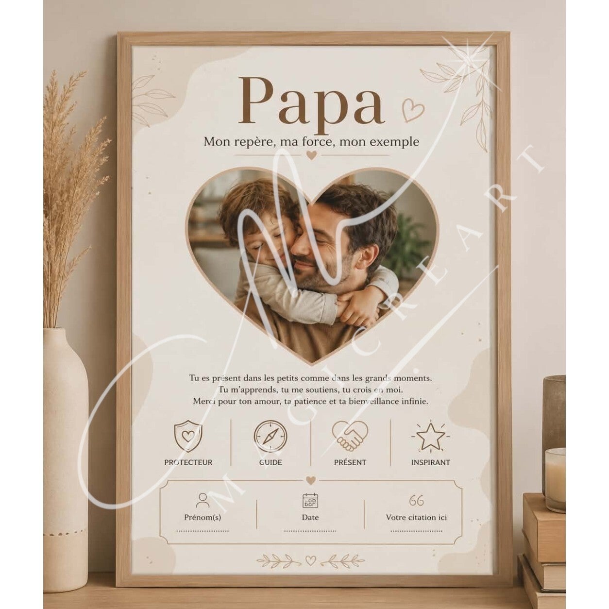 Papa – Cœur photo personnalisé (digitale)