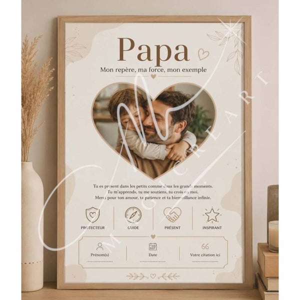 Papa – Cœur photo personnalisé