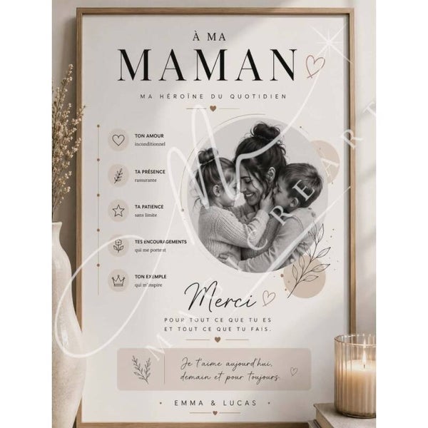 Merci Maman – Affiche Élégance Beige (digitale)