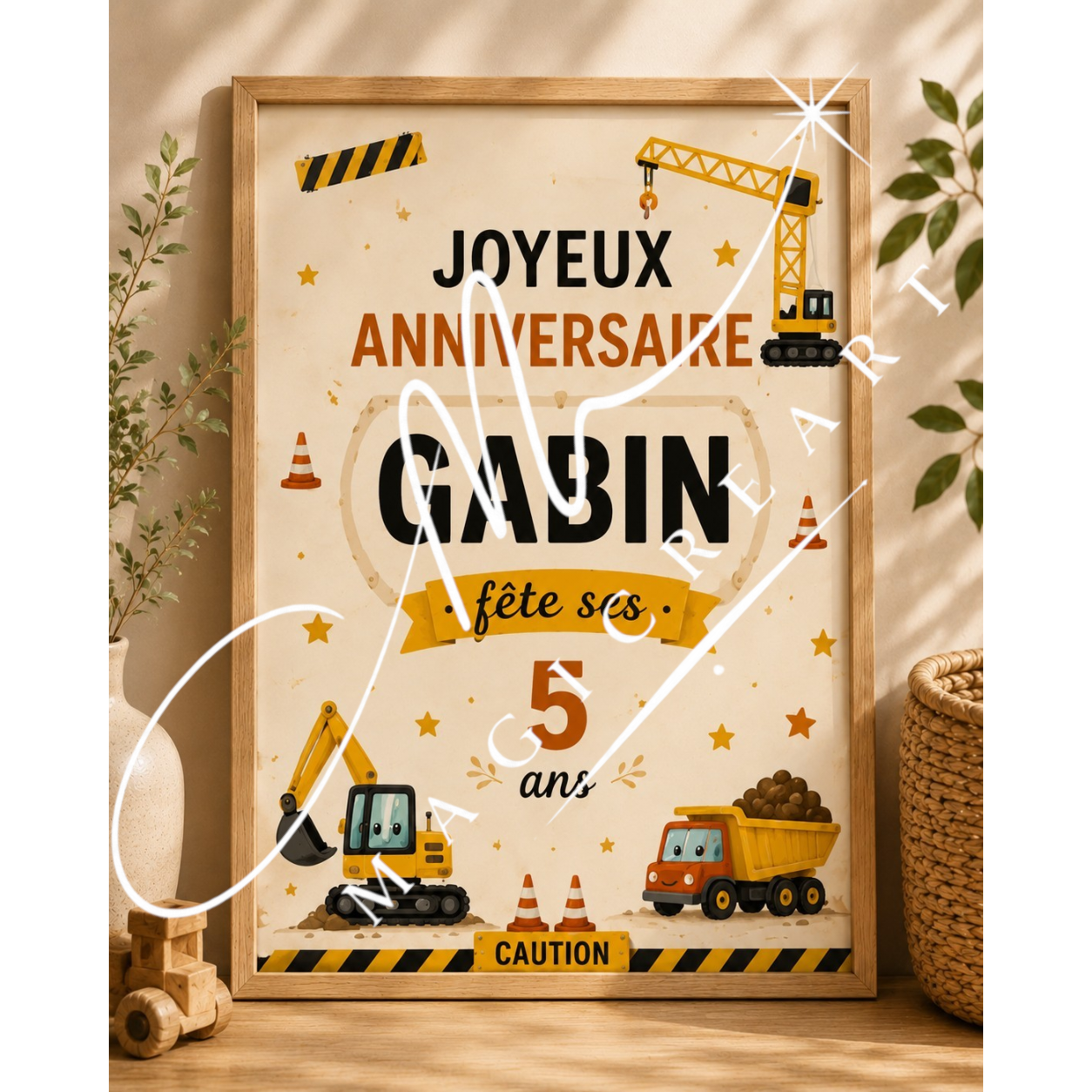 Cadre anniversaire Chantier Gabin – Camions & travaux