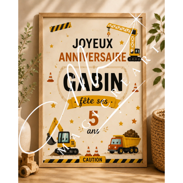 Cadre anniversaire Chantier Gabin – Camions & travaux
