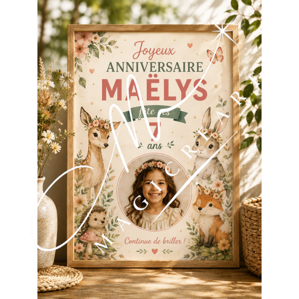 Cadre anniversaire Animaux de la forêt Maëlys