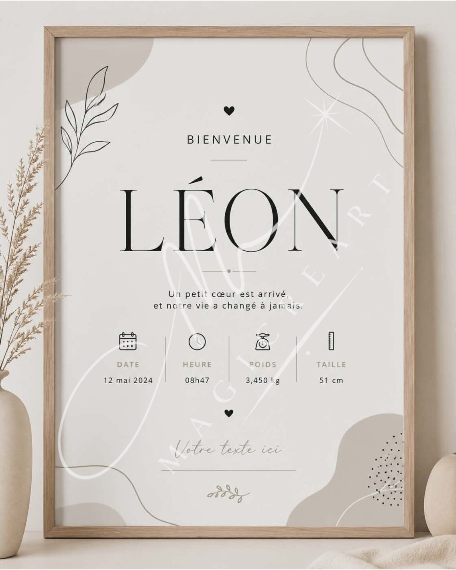 naissance minimaliste moderne – Léon (digitale )