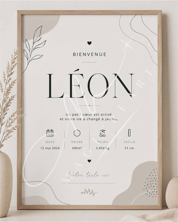 naissance minimaliste moderne – Léon (digitale )