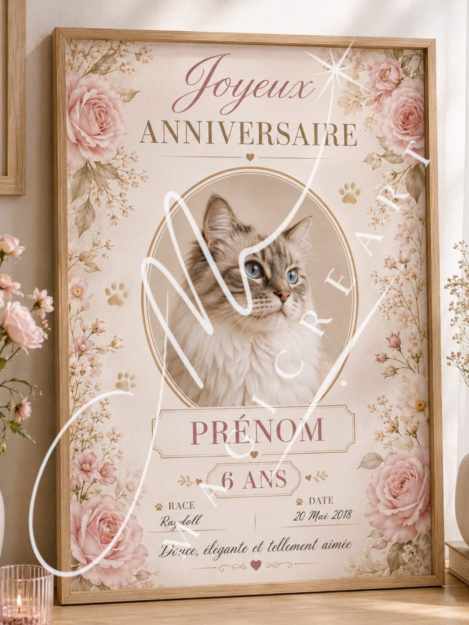 Modèle Anniversaire Floral — Chat