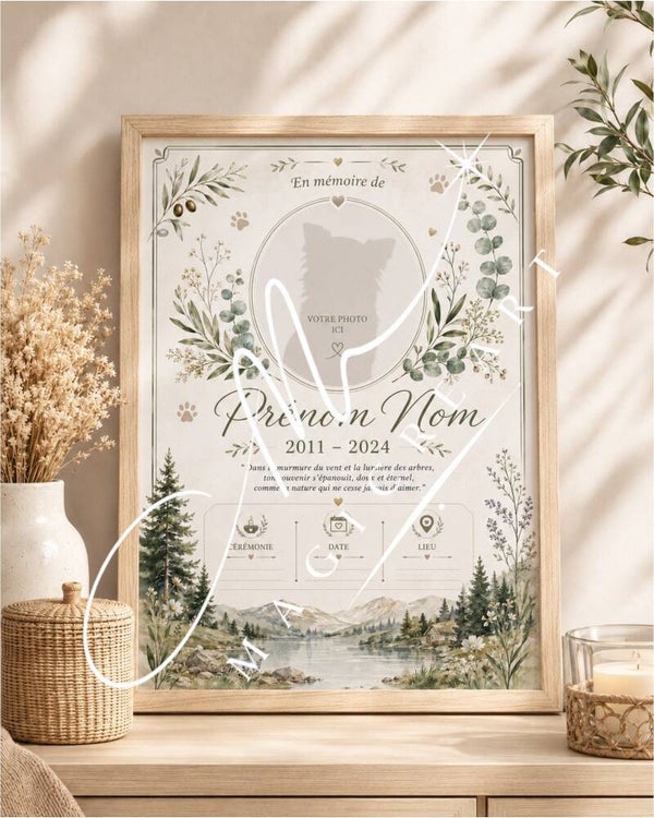 Cadre hommage nature – Paysage, feuillage & souvenir vivant