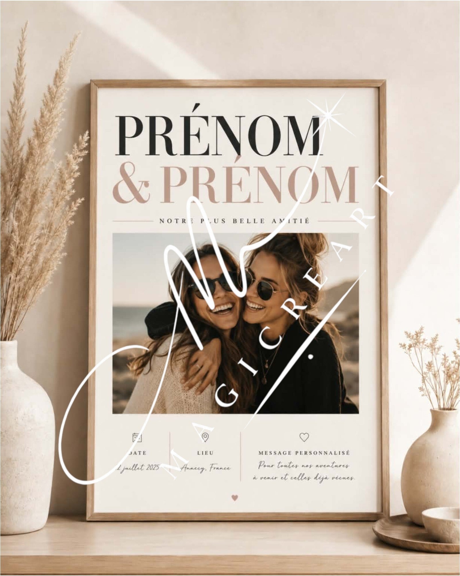 Cadre Prénom & Prénom – Notre plus belle amitié