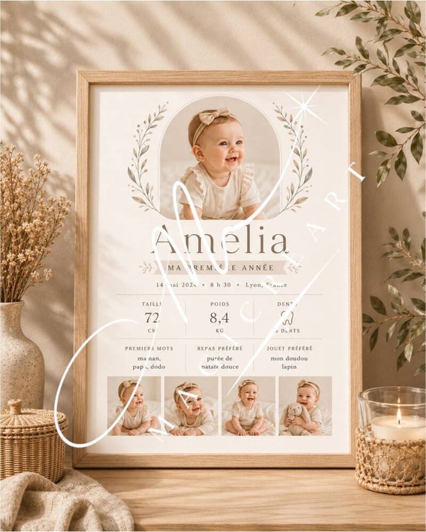 Cadre Amélia – Ma première année – Élégance naturelle