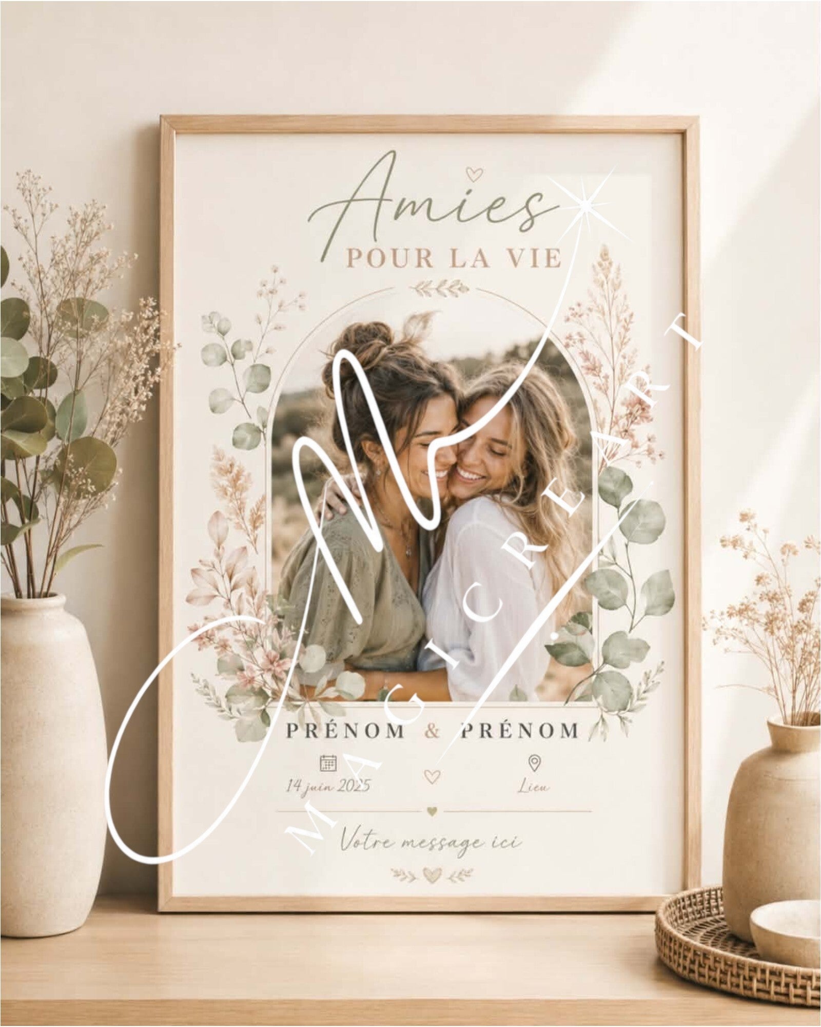 Cadre Amies pour la vie – Style botanique