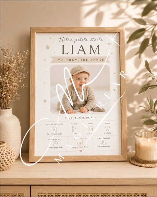 Cadre Notre petite étoile Liam  – Première année garçon
