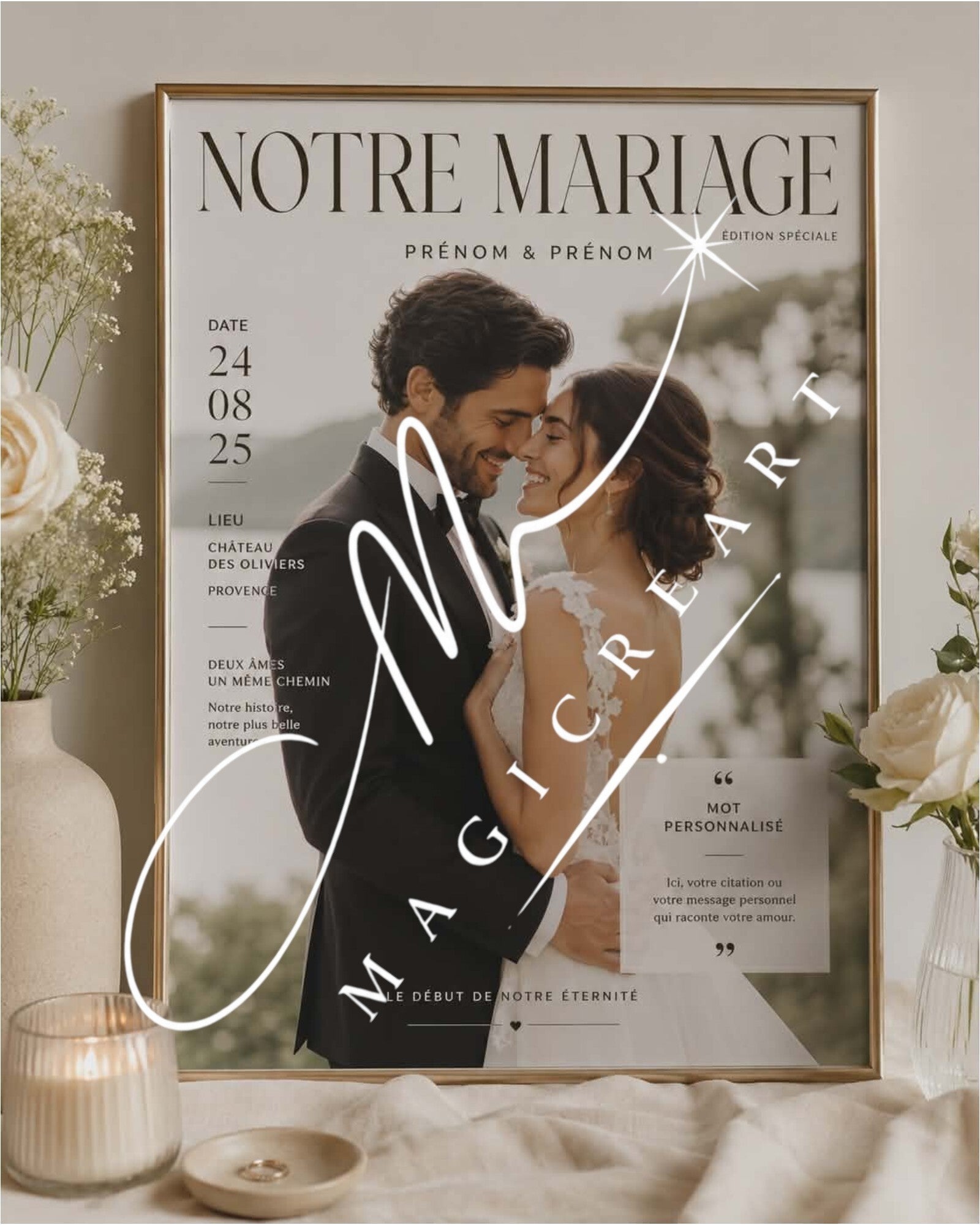 mariage “Notre Mariage” – Style magazine élégant