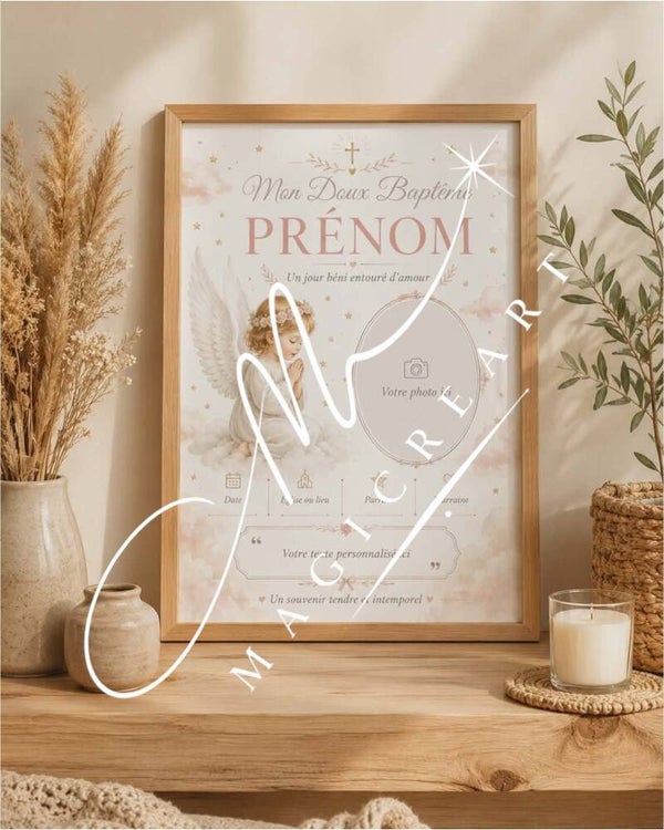 Mon Doux Baptême – Petit ange & nuages pastel