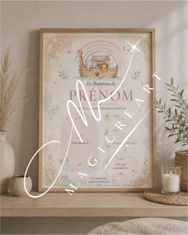 Baptême Arche de Noé Pastel