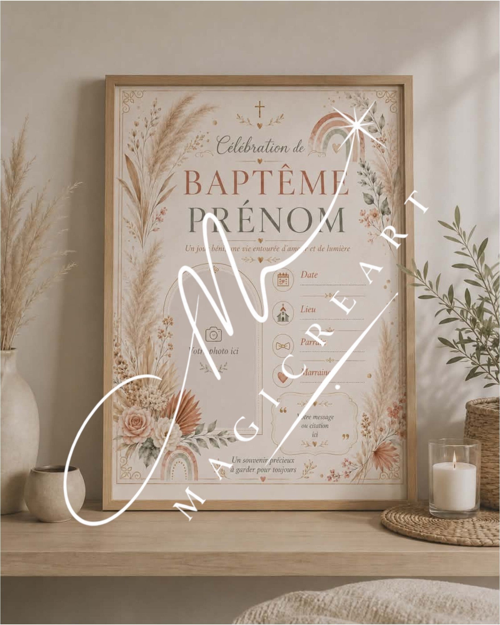 Baptême Bohème Arc-en-ciel & Pampas