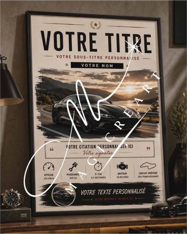 Affiche automobile personnalisée – Esprit performance & passion