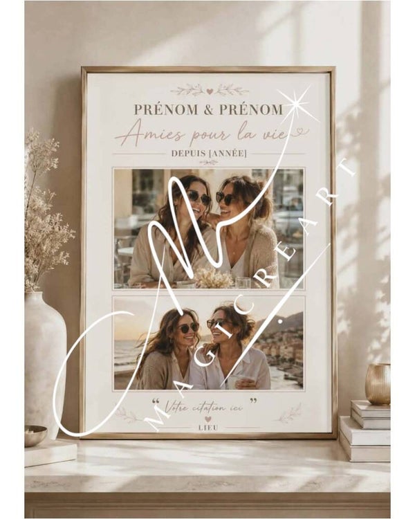 Cadre personnalisé Amies pour la vie – Duo photo