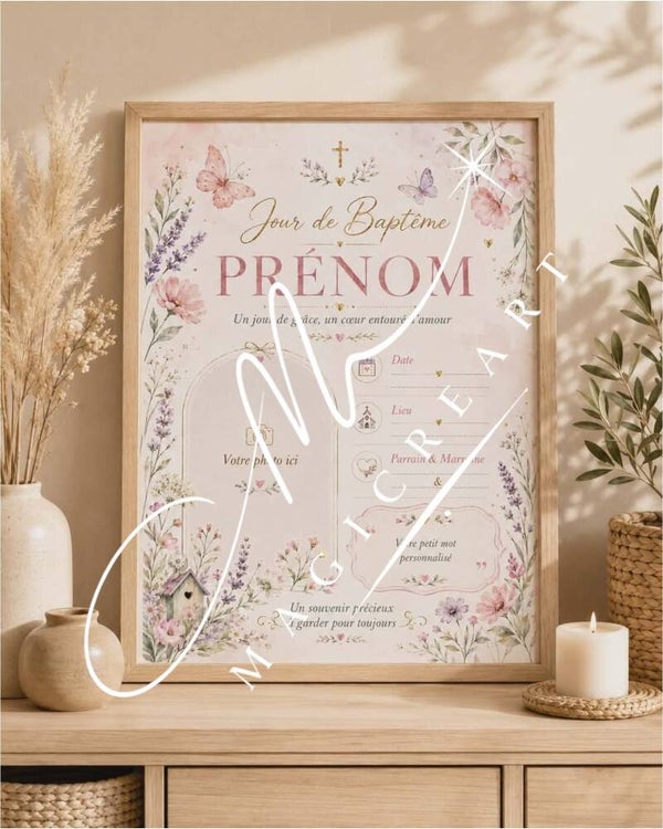 Jour de Baptême – Fleurs pastel & papillons