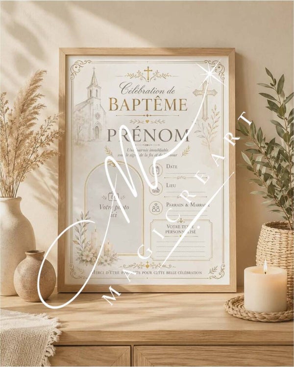 Célébration de Baptême – Élégance religieuse & tons dorés