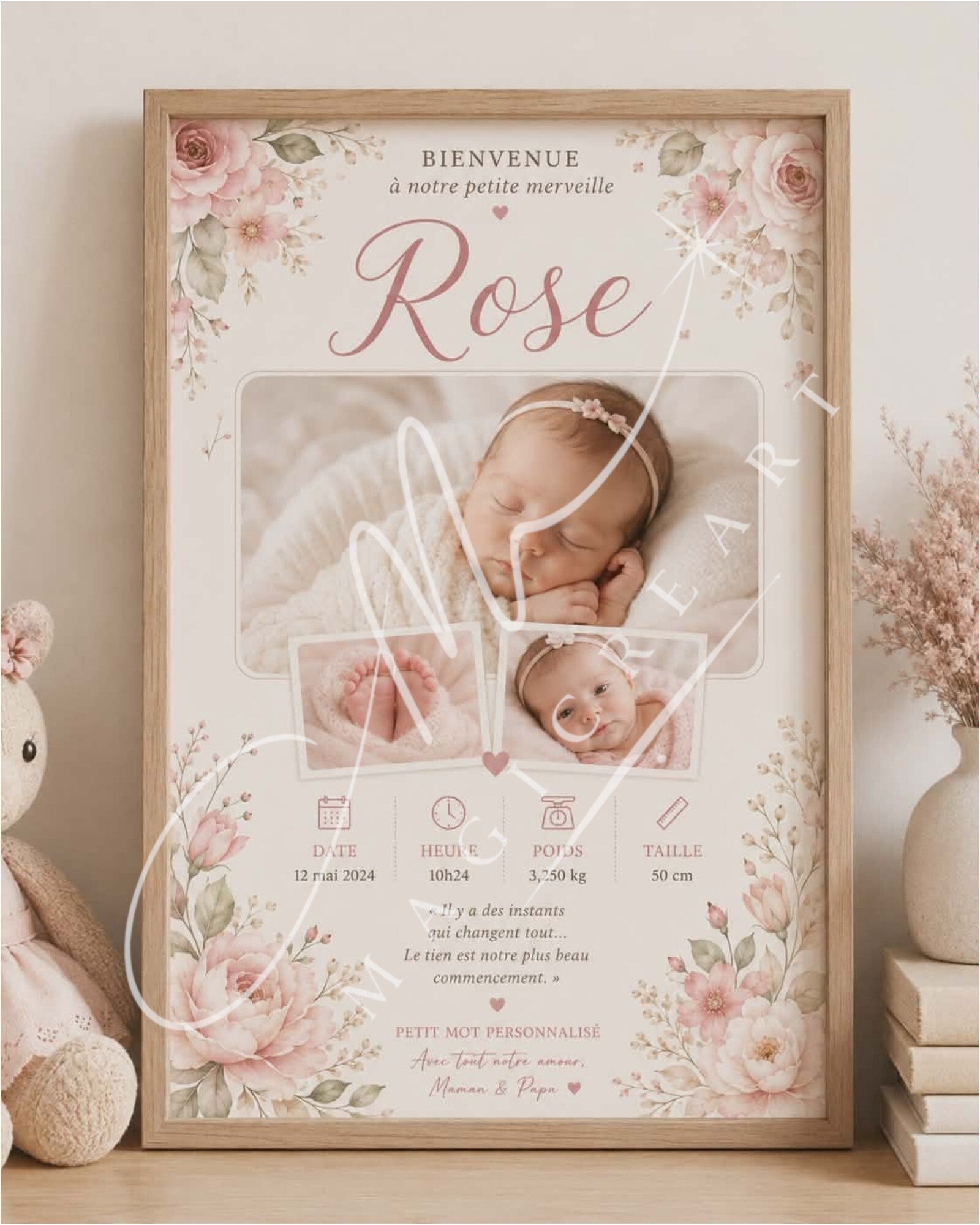 naissance florale avec photos — Rose (digitale)