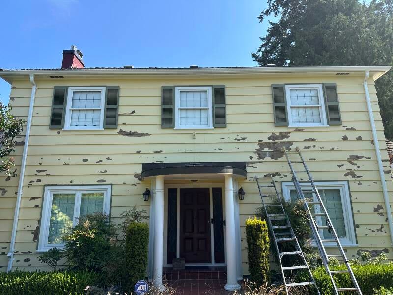 scraping loose paint before painting