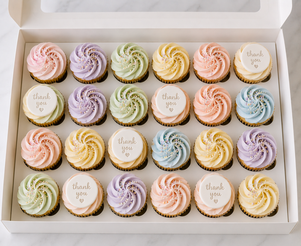 24 x Mini buttercream thank you cupcakes