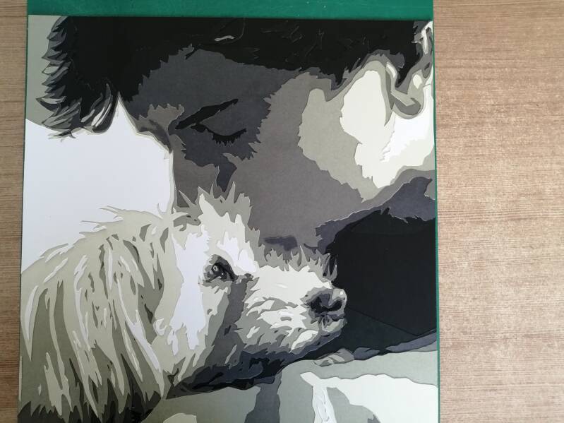 Man met hond 30x30cm 7 lagen