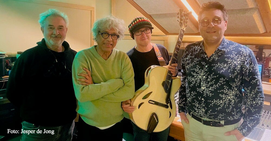 Nick McGuire, Trilok Gurtu, Ratko Zjaca mit Gitarre und Marius Preda in Aufnahmestudio | Die Review im Vinyl-Fan Blog