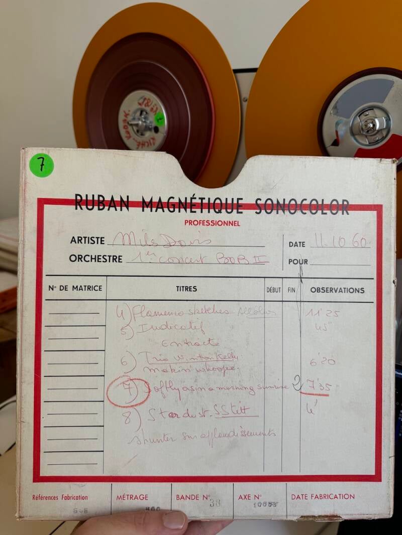 Das analoge Original-Tonband zur LP "Miles Davis Quintet - The Complete Live In Paris 1960 Vol. I"