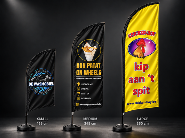 Beachflags met eigen logo - inclusief voet, stokken en draagtas