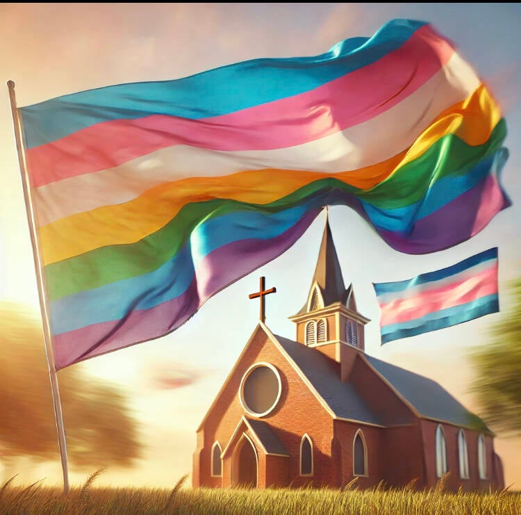 Church with trans flags