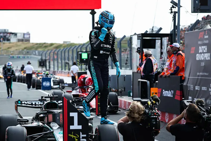 George Russell Celebrating Sprint Pole in Zandvoort 2026
