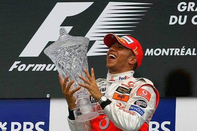 Hamilton after winning the 2007 Canadian Grand Prix. His first formula one victory