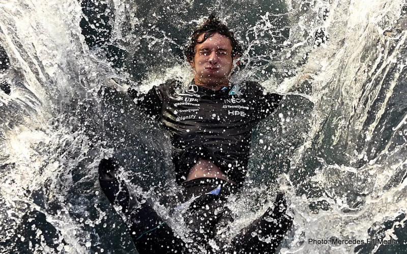 Kimi Antonelli's iconic dive into the Monaco harbour following his 2026 victory